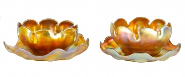 Tiffany Studios Favrile Ruffles Edge Dishes and Finger Bowls